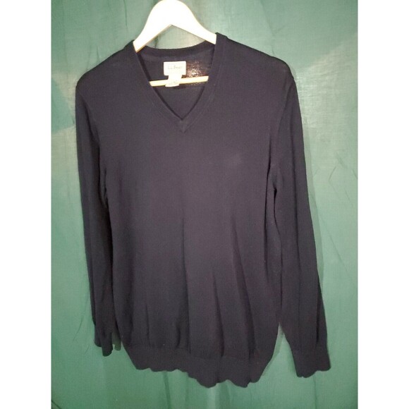 LL Bean XLarge TALL Blue Pullover Long Sleeve Cotton Cashmere Sweater 275552 - Picture 1 of 7